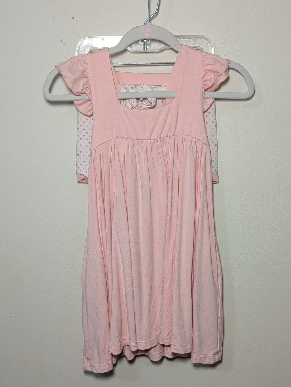 Omi Jo Aunt Heart Tunic Set Pink Top White Heart Confetti Bloomers Girls Size 4